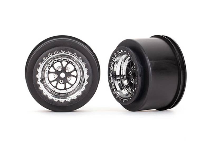 Traxxas 9473R Wheels Rear Chrome (2) Drag Slash