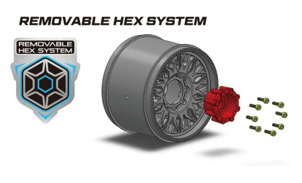 LOUISERC 3220X Tires & Wheels MT-CYCLONE 3,8" Sport (Removable 17mm Hex 0" & 1/2" Offset) (2)