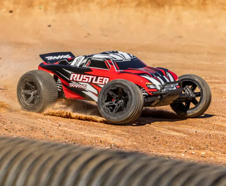 Traxxas 372548 Rustler 2WD 1/10 RTR TQ EHD REDX With Battery/Charger