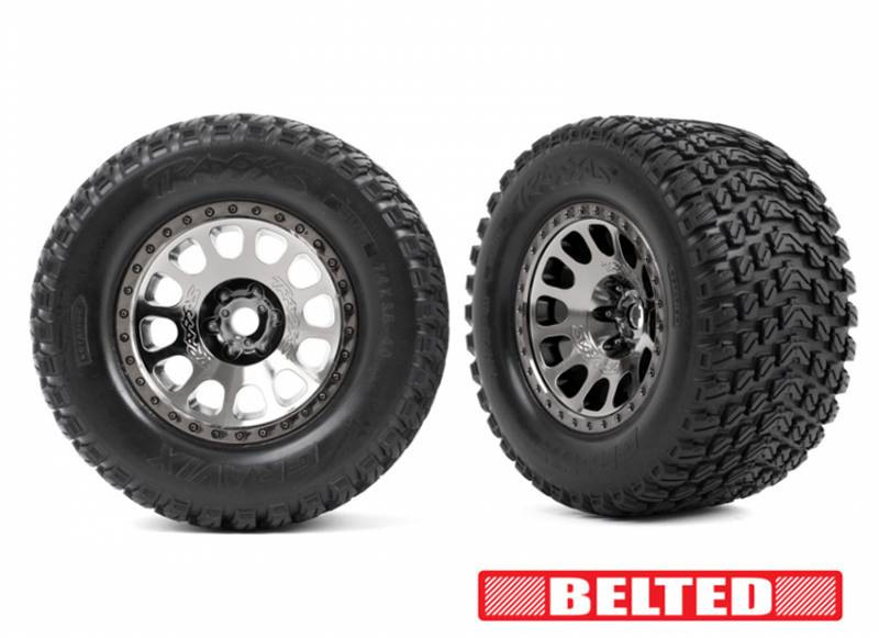 Traxxas 7862X Tires & Wheels Gravix Belted / XRT Race Black Chro