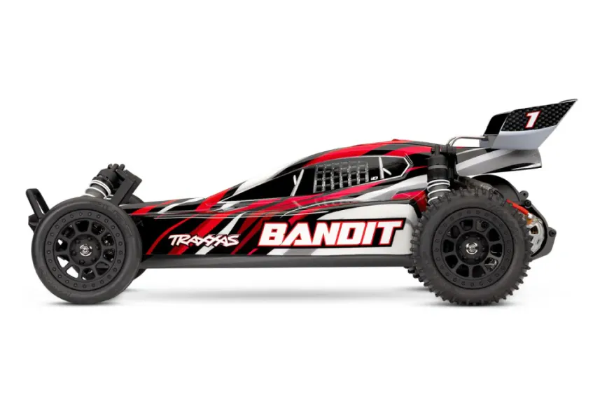 Traxxas 242548 Bandit 2WD 1/10 RTR TQ EHD Red-X with Charger & Battery