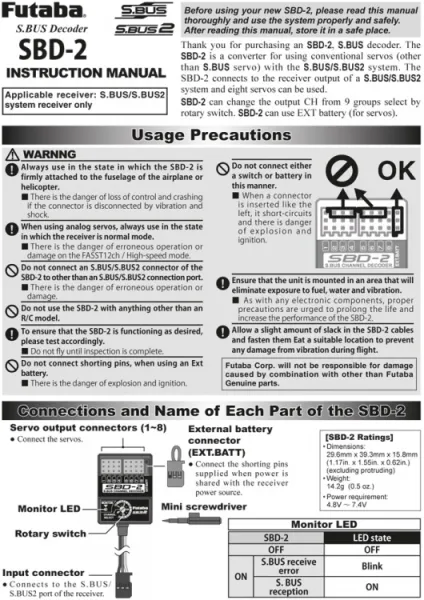 Futaba SBD-2 S.Bus Decoder 8-channels