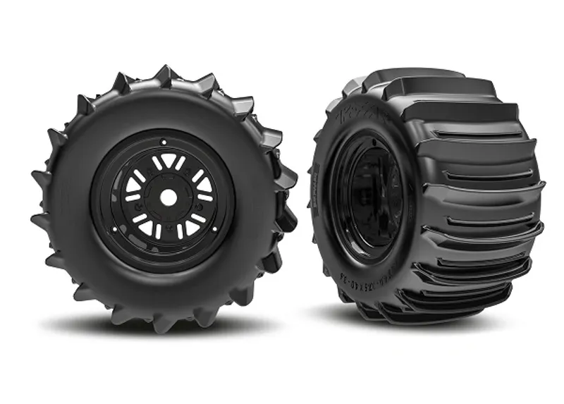 Traxxas 10973 Tires & Wheels Paddle / Pro Scale Sand Car Race Black Rear (2)